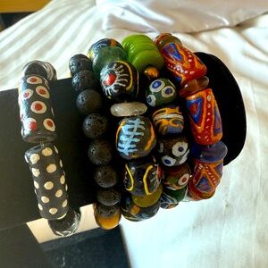 🎨 AMAZING African Trade Bead Bracelet Collection - 5 Pieces! 🎨